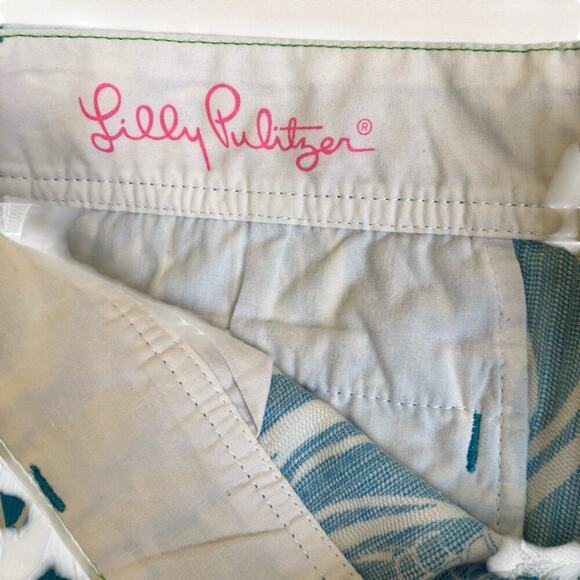 Lilly Pulitzer Callahan Shorts 5” White Turquoise Joe Fish Vacation Preppy 10 - Picture 8 of 16